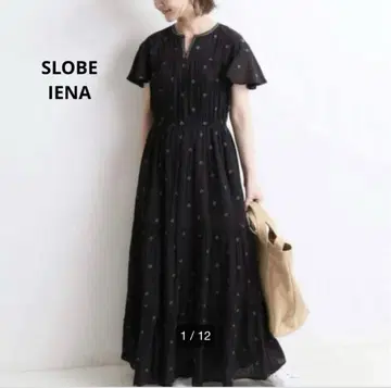 SLOBE IENA 슬로브 이에나 맥시 길이 원피스 티어드 자수 블랙