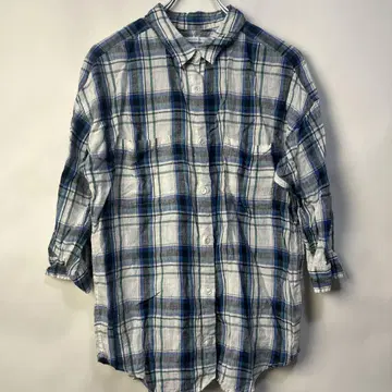 SPICK AND SPAN 프렌치 린넨 체크 셔츠 블루