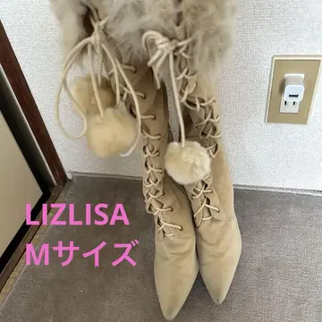 LIZ LISA 퍼 레이스업 꽁지 모자 롱 부츠 M 리즈리사