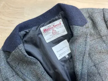 Harris Tweed 체스터 코트 그레이 네이비
