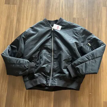 H&M MENS 블랙 MA-1 플라이트 자켓 XL