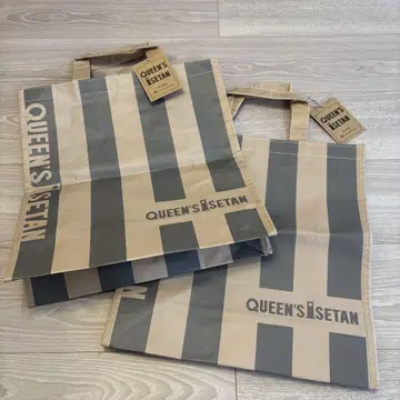 퀸즈 이세탄 에코백 2장 세트 스트라이프 택 포함 ISETAN