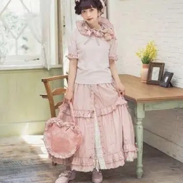 미사용 새상품 택 포함 핑크하우스 아오키 미사코 콜라보 핑크 체크 프릴