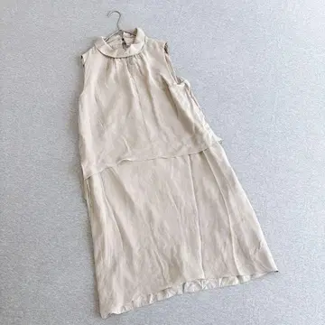 데이지 린 폭시 슬리브리스 원피스 40호 L 베이지 일본제 면