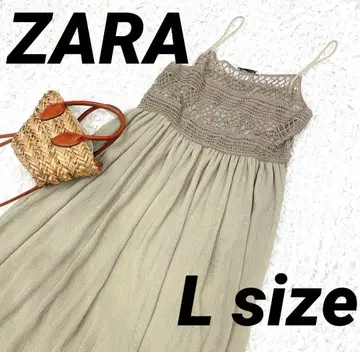 ZARA 자라 크로셰 뜨개질 맥시 원피스 L 사이즈 리조트 카키
