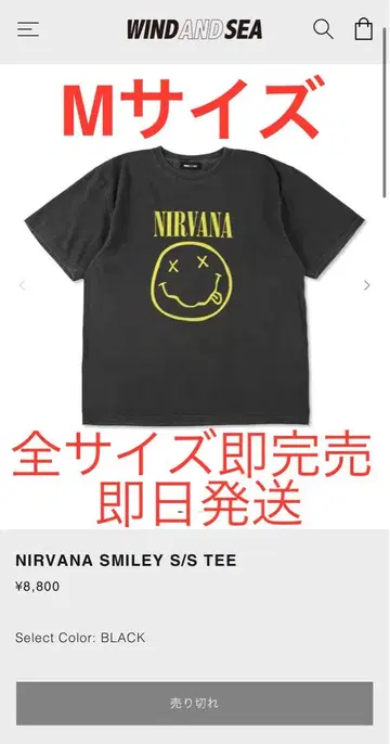 WIND AND SEA NIRVANA SMILEY S/S TEE 블랙