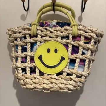 쿠코 COOCO SMILEY 메이즈 시스루 핸들 바스켓 백