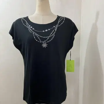 비즈 장식 블랙 프렌치 슬리브 사이즈 40