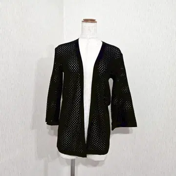캐서린 TOKYO 7부 소매 메쉬 니트 가디건 블랙