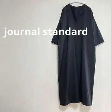 저널 스탠다드 린넨 혼방 롱 원피스 블랙 M
