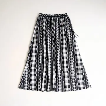 Ballsey 프린지 깅엄 체크 프릴 개더 스커트 볼지