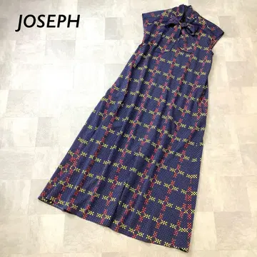 새상품급 JOSEPH 올 패턴 보타이 롱 원피스 슬리브리스