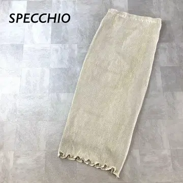 SPECCHIO 플리츠 가공 롱 스커트 베이지