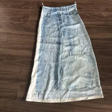 zara 새틴 전사 스커트 데님 프린트 롱 타이트 맥시