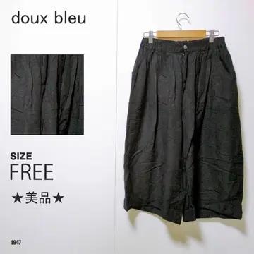 doux bleu 와이드 팬츠 가우초 스타일 블랙 프리 사이즈 린넨 혼방