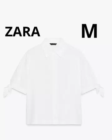 ZARA 자라 라미 리본 포함 숏 슬리브 셔츠