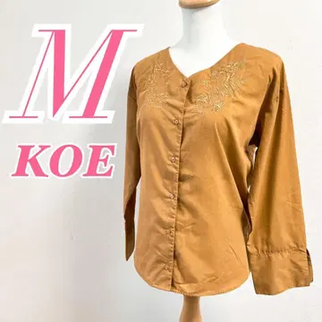 KOE 베이지 V넥 블라우스 M 자수 예쁜 코디 오피스 캐주얼