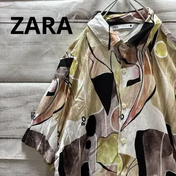 ZARA 아트 올 패턴 레이온 셔츠 반팔 셔츠 멀티 컬러 세련된 L