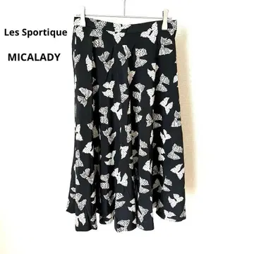 Les Sportique 미카 레이디 리본 무늬 스커트 모노톤 플레어