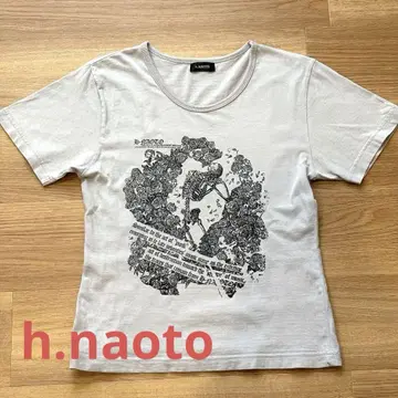 h.naoto 반팔 티셔츠 해골 장미 그레이 에이치 나오토