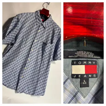00 빈티지 TOMMY JEANS 타미힐피거 아가일 체크 셔츠 L