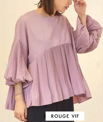 ROUGE VIF 플리츠 절개 블라우스 볼륨 슬리브