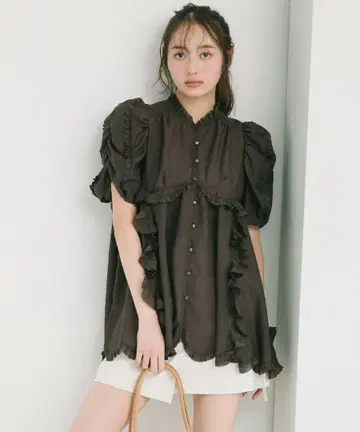 COCODEAL 시어 프릴 블라우스