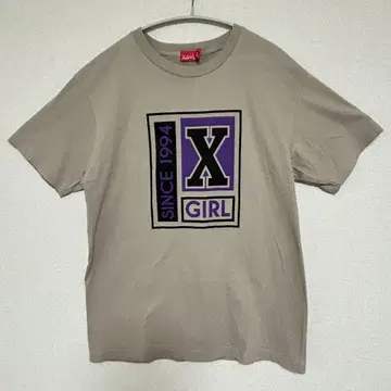 X-girl 엑스걸 로고 티셔츠 베이지 반팔