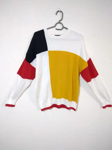 자라 ZARA 니트 스웨터 남성용 L 상당 화이트/노랑/네이비/빨간색
