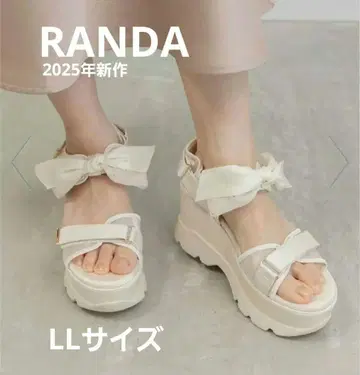 RANDA 리본 포함 통굽 스포츠 샌들 화이트 LL 사이즈