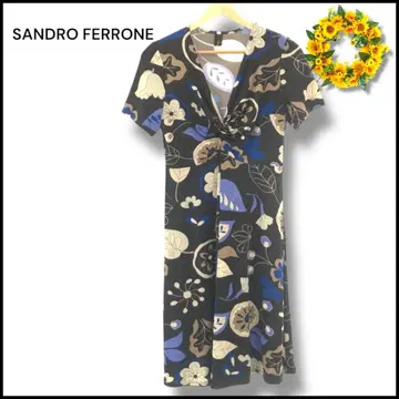 SANDRO FERRONE 상의 원피스 반팔 롱 꽃무늬 S 고급