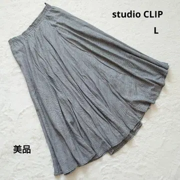 새상품급 studio CLIP 스튜디오 클립 체크 무늬 플레어 스커트 L