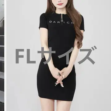 Darich 하프 지퍼 리브 니트 미니 원피스