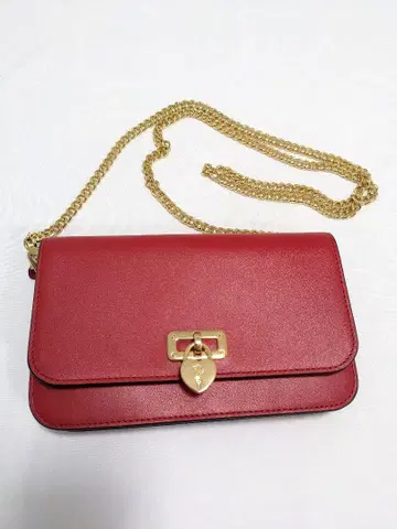 LAUREN RALPH LAUREN 가죽 체인 지갑 레드