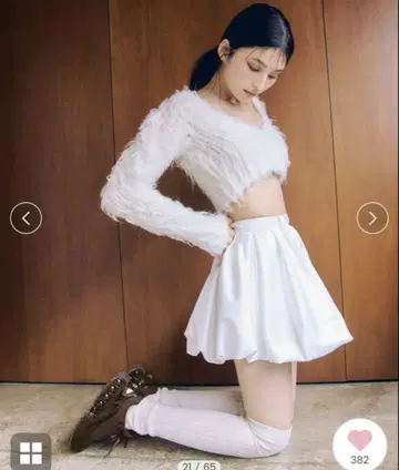 SNIDEL 벌룬 미니 스커트 화이트