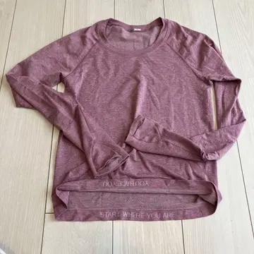 Lululemon 핑크 래글런 슬리브 티셔츠