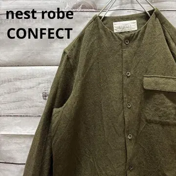 nest robe CONFECT 노카라 셔츠 울 셔츠 울 혼방