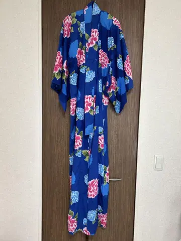 꽃무늬 캐주얼 기모노 파란색 163cm