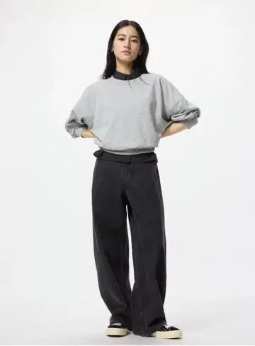 유니클로 배기 커브 청바지, 짧은 기장