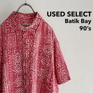 구제 의류 90년대 "Batik Bay" 레이온 하와이안 셔츠