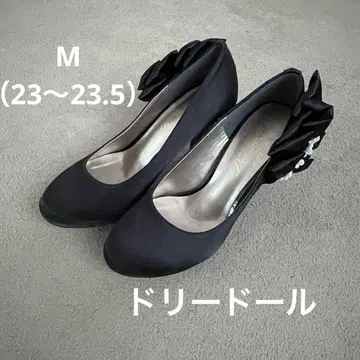 도리 인형 블랙 리본 하이힐 파티 신발