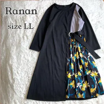 라난 사이드 플리츠 절개 원피스 A 라인 큰 사이즈 LL