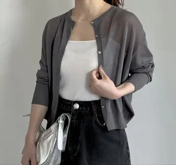 리디 [접촉 냉감] 앞뒤 2WAY 무지 또는 보더 시어 니트 가디건