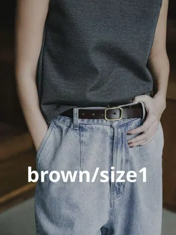 crewre 버튼 스터드 가죽 벨트 브라운 1