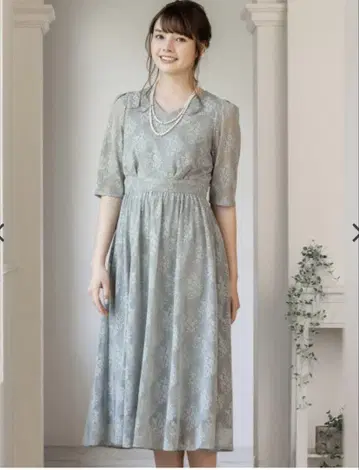 에메 플라워 부케 레이스 종아리 기장 파티 드레스 M