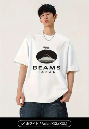 BEAMS 후지산과 무마 화이트 티셔츠 Asian XXL(2XL)