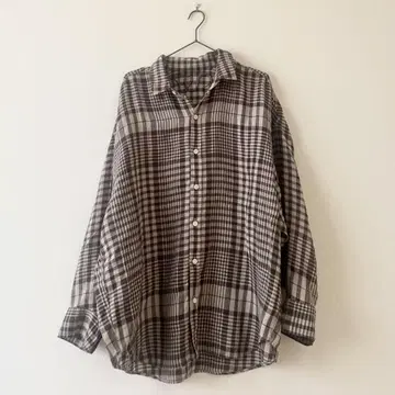 PLAGE Linen 볼륨 셔츠 체크 린넨 플라주