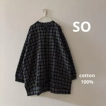 SO 에스오 체크 무늬 빅 튜닉 셔츠 코튼 셔츠 루즈핏