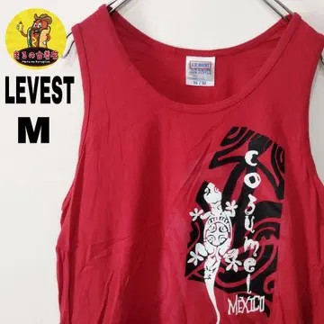 usa 구제 의류 LEBEST 탱크탑 M 레드 도마뱀 프린트