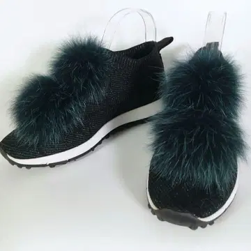 JIMMY CHOO NORWAY 퍼 니트 스니커즈 새상품급 37
